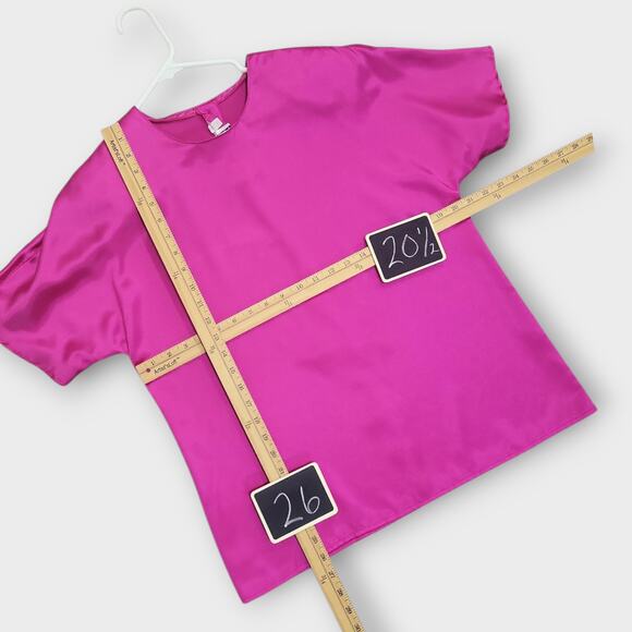 ALEXANDRIA Vintage Blouse Womens Size 14 Pink Fuchsia Short Sleeve 80s Statement - Picture 4 of 10